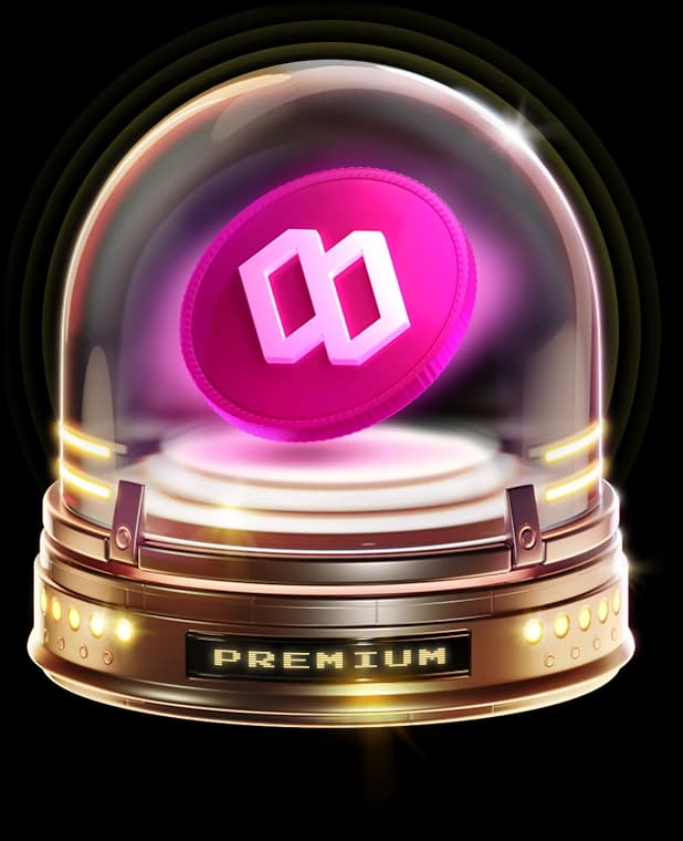 The coin jar on a gold base marked Premium