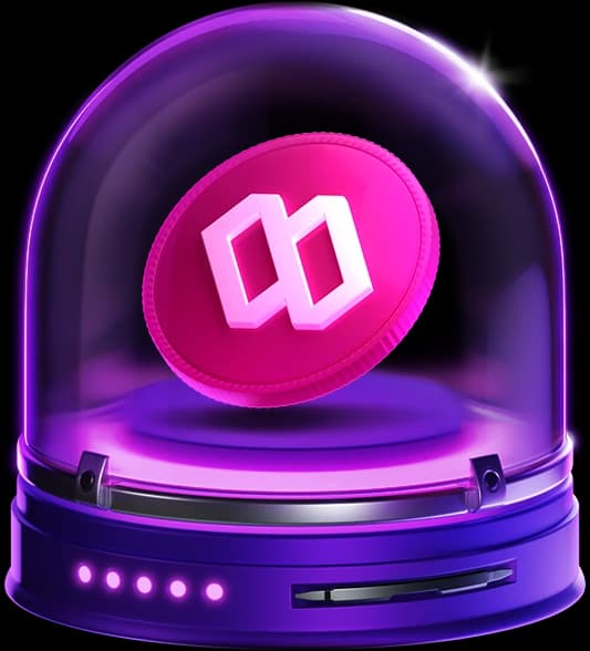 The coin jar on a dark purple base with a row of lights