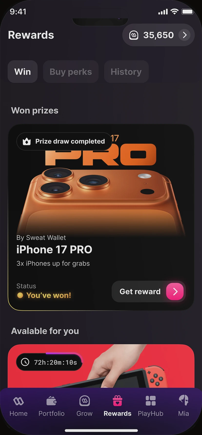 Rewards: a won prize draw for an iPhone 17 Pro, and more available below